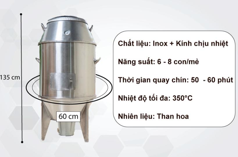 Thông số sản phẩm Lò quay vịt Inox 60