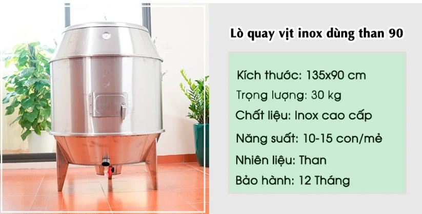 Lò quay vịt inox 90 chân thằng